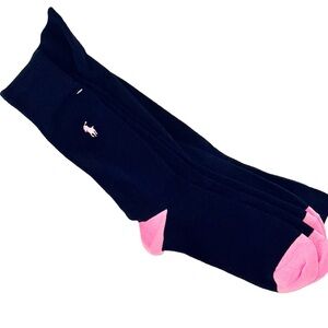 NWOT POLO RALPH LAUREN PINK AND NAVY SOCKS SET OF 3 size 9/10